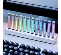 Music Rhythm Recognition LightAudio Spectrum Analyzer Display, LED Music Rhythm Sync Light, Kinds of Dynamic/Color Adjustable, with 12 Nixie Tube, for Desktop, Studio, Gaming Room(White)