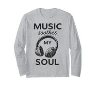 Music Soothes Soul Auriculares Guitarra Vintage Manga Larga