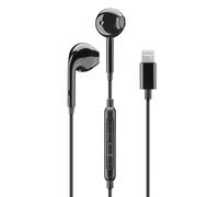 Music Sound | Auriculares con Cable ergonómicos de cápsula con Conector Lightning MFI - Negro