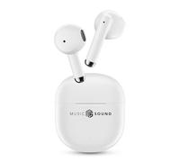 Music Sound Breeze Auriculares Bluetooth Inalámbricos con Funda de Colores y Control Táctil, hasta 20 Horas de Reproducción, Emparejamiento Automático, Blanco