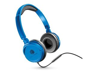 Music Sound | Headband con Cable Basic | Audífonos Auriculares Stereo Supraaurales Diadema Expandibles con Jack 3.5 mm y Micrófono - Plegable - Color Azul