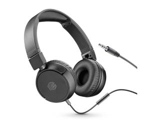 Music Sound | Headband con Cable Basic | Audífonos Auriculares Stereo Supraaurales Diadema Expandibles con Jack 3.5 mm y Micrófono - Plegable - Color Negro