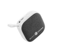 Music Sound - Mini - Altavoz Bluetooth - Potencia de 3 vatios - 4 Horas de reproducción - Compacto y portátil - Acabados de Tela Suave y Colorida - Blanco