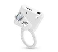Music Sound - Music & Charge USB-c/Jack 3.5mm - Adaptador Aux Split - Carga tu Smartphone y Escucha tu música Favorita - Carga 60W - Blanco