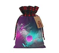 Music Sound Wave 1 bolsa de Navidad con cordón de 4.7 x 6.9 pulgadas, bolsa robusta para regalos y artículos esenciales de uso diario