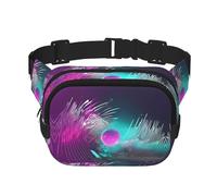 Music Sound Wave - Riñonera cuadrada de doble capa con diseño de ondas sonoras, mini bolsa de cintura ajustable para ejercicio, correr, viajes, senderismo, Negro -, Talla única