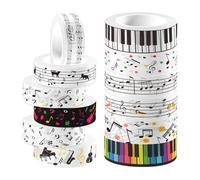 Music Themed Art Tape - Cute Portable Wrapping Rolls, Decorative Tape with Fun Patterns, for Family Friends Students Men Women, Home Indoor Office Study Journal, Diy Crafting and Decoration