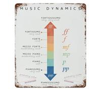 Music Theory Educational Poster Dynamics Markings Metal Tin Sign Vintage Style for Piano Classroom Wall-Art Decor 8 X 12 in