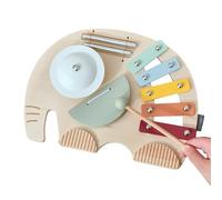 Music Toys - 5-in-1 Musical Elephant Toy Set, Wooden Percussion Instruments, Interactive Educational Activity | Music Toy For Home Nursery Daycare Travel Kids Early Learning Gift
