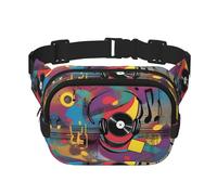 Music Vibes - Riñonera cuadrada de doble capa para actividades al aire libre como deportes, viajes, senderismo, ciclismo, Black, Talla única