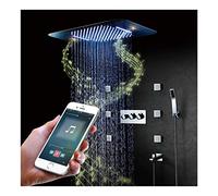 Música 64 Colores cromada LED Combo baño Termostático Juego Grifo con Cabeza Ducha Mano, chorros de Cuerpo, Panel táctil