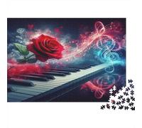 Música Amor Rosa Puzzles 1000 Piezas Papel Reciclado para Adultos Puzzle para Adultos Juego Educativo con desafío Excelente Idea de Regalo para niños a Partir de 12 años 52x38cm/1000pcs