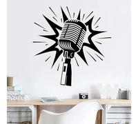 Música autoadhesiva Micrófono Pegatina de pared Vinilo Karaoke Micrófono Música Arte Decoración del salón familiar