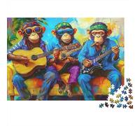 Música Banda chimpancé Puzzle 1000 Piezas De Cartón Grueso Conjunto De Rompecabezas Anti Estrés Adultos para Pasatiempos En Casa como Regalo Original 38x26cm/1000pcs