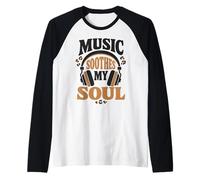 Música Calma Mi Alma Auriculares Audio Melodía Música Camiseta Manga Raglan