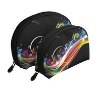 Música Colorida, Bolsa de Maquillaje de Concha, Monedero pequeño para Mujer, Bolsa de artículos de tocador, Bolsa de cosméticos, 2 Piezas