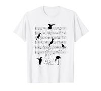 Música de Aves Pájaros Nota Clef Mú Camiseta gráfica económica, Hombre, Blanco, L