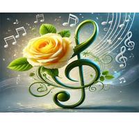 Música de Flor de Rosa - Puzle de 200 Piezas - Rompecabezas DIY Pintura, Entretenimiento Creativo, para Adultos Mayores de 14 años Decoración del Hogar