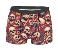 Música De Guitarra De Skull Record Hombre Ropa Interior Ajustado Calzoncillos Suave Boxer Shorts para Viaje Oficina Dormir XL
