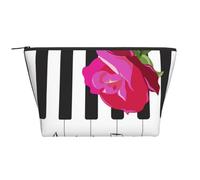 Música de Piano Abstracta y Flores de Rosas Rojas, Bolsa de artículos de tocador Bolsa de Maquillaje Bolsa de cosméticos Bolsa de artículos de tocador de Viaje portátil