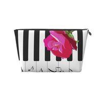 Música de Piano Abstracta y Flores de Rosas Rojas, Bolsa de artículos de tocador Bolsa de Maquillaje Bolsa de cosméticos Bolsa de artículos de tocador de Viaje portátil