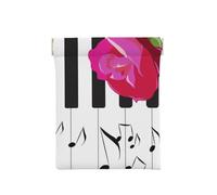 Música de Piano Abstracta y Flores de Rosas Rojas, Squeeze Top Wallet Bolsa de Almacenamiento para Mujer Monedero pequeño Bolsa de Cambio