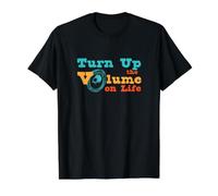 Música Divertida Sube el Volumen de la Vida Camiseta gráfica económica, Hombre, Negro, M