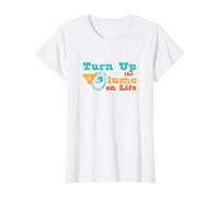 Música Divertida Sube el Volumen de la Vida Camiseta gráfica económica, Mujer, Blanco, M