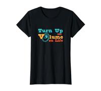 Música Divertida Sube el Volumen de la Vida Camiseta gráfica económica, Mujer, Negro, XL