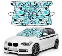 Música en Acuarela Ramas Hojas,Funda Protectora para Parabrisas de Coche, Resistente a la Nieve, Hielo, Sol, Rayos UV, Polvo y Agua. Apta para la mayoría de los Coches.