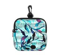 Música en Acuarela, Ramas y Hojas,Bolsa de Almacenamiento Cuadrada con Cremallera, Monedero de Neopreno, Carteras pequeñas, Monedero pequeño, Monedero