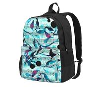 Música en acuarela, ramas y hojas,Mochila con bolsillos, mochila informal para el día a día, resistente al agua, ideal para la escuela, viajes