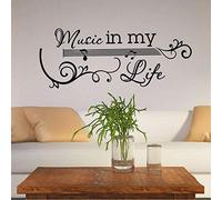 Música En Mi Vida Patrón Pegatinas De Pared Para Sala De Estar Decoración Para El Hogar Calcomanías Impermeables De Vinilo Dormitorio Decoración De Arte Cartel 84 * 43 Cm