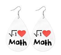 Música Matemáticas Historia Arte Vida Química Geografía Profesor Estudio Pendientes de Lágrima de Cuero Tema de Clase Colorido Swirl Drop Cuelgan para Mujeres Niñas Aprendizaje Joyería