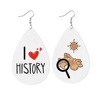 Música Matemáticas Historia Arte Vida Química Geografía Profesor Estudio Pendientes de Lágrima de Cuero Tema de Clase Colorido Swirl Drop Cuelgan para Mujeres Niñas Aprendizaje Joyería