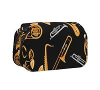 Música para Amantes del saxofón y el trombón Estuche para lápices portátil con Doble Concha y Cremallera