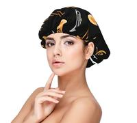 Música para saxofón y trombón en negro,Gorro de dormir de satén para adultos - Gorro de dormir elástico para mujer, cubrecabello nocturno
