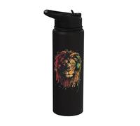 Música Rasta y Reggae, León con auriculares, Orgullo jamaicano Stainless Steel Insulated Water Bottle