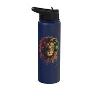 Música Rasta y Reggae, León con auriculares, Orgullo jamaicano Stainless Steel Insulated Water Bottle