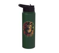Música Rasta y Reggae, León con auriculares, Orgullo jamaicano Stainless Steel Insulated Water Bottle