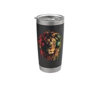 Música Rasta y Reggae, León con auriculares, Orgullo jamaicano Vaso térmico de acero inoxidable de doble pared