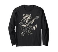 Música Rock Mapache Retro Manga Larga