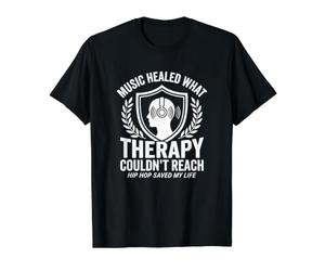 Música Sanó Lo Que Terapia No Pudo Alcanzar Hip Hop Camiseta gráfica económica, Hombre, Negro, M