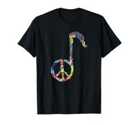 Música Signo de Paz Símbolo de nota musical Músico Hippie 60 Camiseta