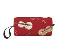 Música Violín Nota Roja, Bolsa de Maquillaje Bolsa de cosméticos Bolsa de artículos de tocador de Viaje portátil Bolsa de Maquillaje
