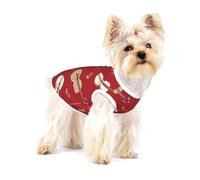 Música Violín Nota Roja,Camiseta de algodón sin Mangas para Mascotas, Chaleco Transpirable, Suave y elástico para Cachorros,S