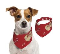 Música Violín Nota Roja,Pañuelos de algodón para Perros, Bufandas Ajustables para Mascotas,M