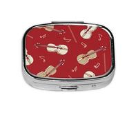 Música Violín Nota Roja, Pastillero cuadrado para bolsillo o monedero, pequeño contenedor de pastillas, organizador de pastillas de viaje