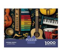 Musical Instruments-Vintage Art Style Puzzles Imposible,desafío for Adults Entretenimiento Creativo 1000 Piezas Obra De Arte De Juego De para Adultos Y Niños Mayores De 12 Años 70x50cm/1000pcs