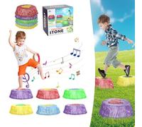 Musical Light Up Stepping Stones for Kids, Durable Non-Slip National Geographic Stepping Stones for Toddlers 1-3-5, Encourage Toddler Balance & Coordination Skills, Indoor & Outdoor Toys (6pcs)